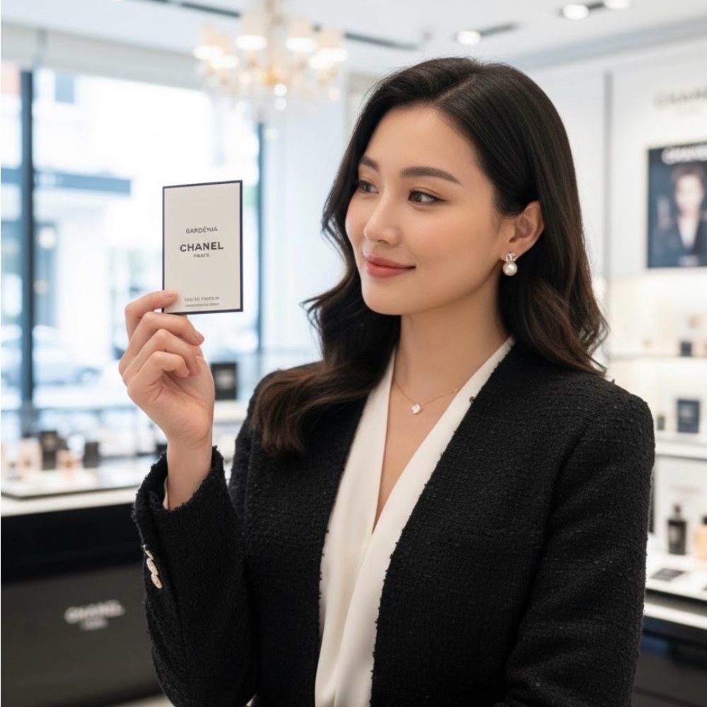 CHANEL Gardénia Eau de Parfum in black and white